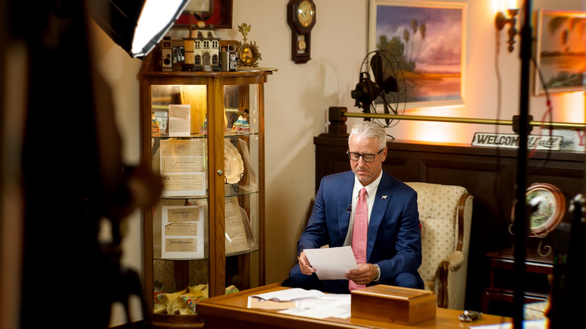 On-camera subject seated for the IRSC Entrepreneur of the Year interview